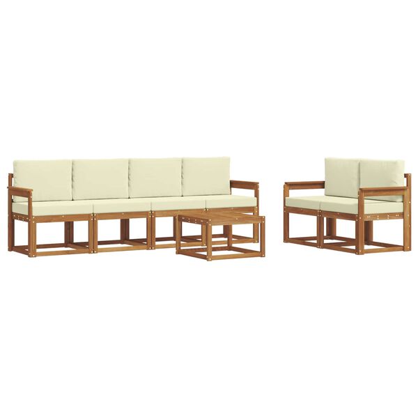 vidaXL Āra dīvānu komplekts ar spilvenu 7 pcs Dabisks un krējuma