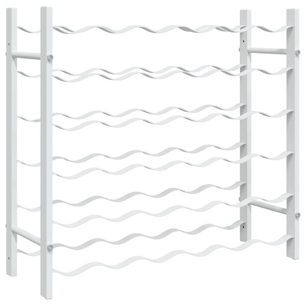 vidaXL vīna pudeļu plaukts, 36 pudelēm, balts metāls