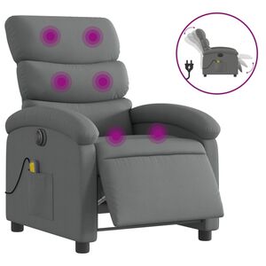 vidaXL elektrisks masāžas krēsls, atgāžams, tum&scaron;i pelēks audums