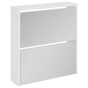 vidaXL apavu plaukts ar spoguli, 2 nodalījumi, balts, 63x17x67 cm