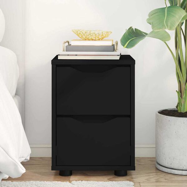 vidaXL Naktsgaldiņ&scaron; Melna 30,5 x 30 x 43 cm Inženierijas koks