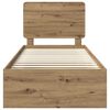 vidaXL Gultas rāmis Mākslīgā ozola 90 x 200 cm Ciets priedes koks