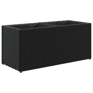 vidaXL dārza puķu kaste, 2 podi, 72x30x32 cm, melna PE rotangpalma