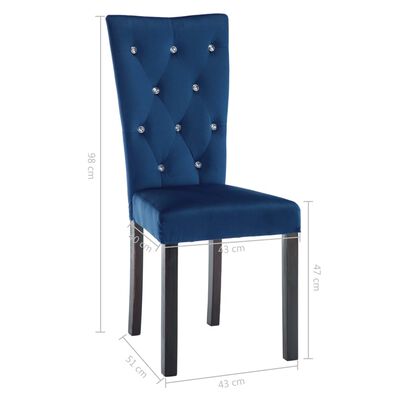 vidaXL virtuves krēsli, 2 gab., tumši zils samts