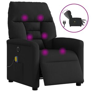 vidaXL elektrisks masāžas krēsls, atgāžams, melns audums