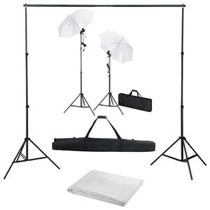 vidaXL fotostudijas komplekts &ndash; fons, lampas un lietussargi