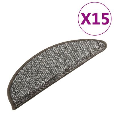 vidaXL kāpņu paklāji, 15 gab., antracītpelēki, 56x17x3 cm