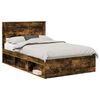 vidaXL Gultas rāmis Dūmaka ozols 135 x 190 cm Ciets priedes koks