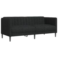 vidaXL divvietīgs dīvāns, melns audums