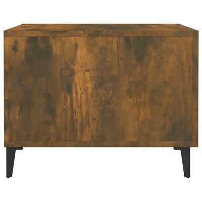 vidaXL kafijas galdiņš ar metāla kājām, ozolkoka krāsa, 50x50x40 cm