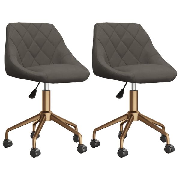 vidaXL grozāmi virtuves krēsli, 2 gab., tum&scaron;i pelēks samts