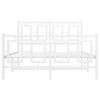 vidaXL gultas rāmis ar galvgali un kājgali, balts metāls, 120x200 cm