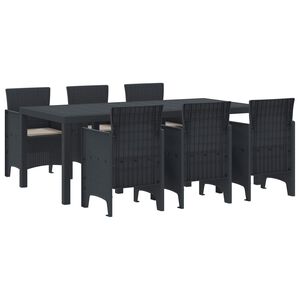 vidaXL Dārza ēdamgalds 7 pcs Antracīts Polt rattan