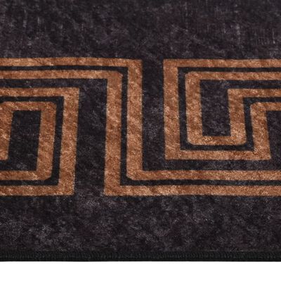 vidaXL paklājs, 80x150 cm, melns ar zeltu, mazgājams, neslīdošs