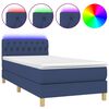 vidaXL atsperu gulta ar matraci, LED, zils audums, 90x200 cm