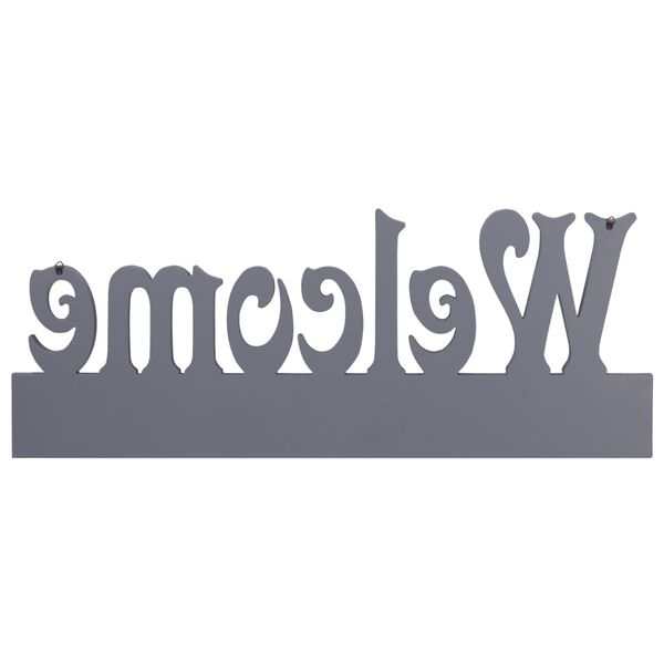 vidaXL sienas drēbju pakaramais WELCOME, pelēks, 74x29,5 cm