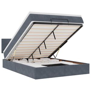 vidaXL Osmaņu gulta ar matraci & LEDs, tum&scaron;i pelēks, 140x190cm, samts