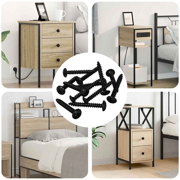 vidaXL Tapping nagla 12 pcs Melna M4 x 28 mm Tērauds