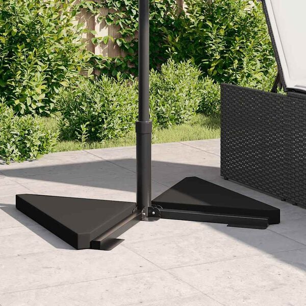 vidaXL Lietussargu svara &scaron;ķīvji 2 gab Melns Granīts Trīsstūrveida 14kg