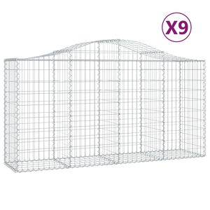vidaXL arkveida gabiona grozi, 9 gb., 200x50x100/120cm, cinkota dzelzs