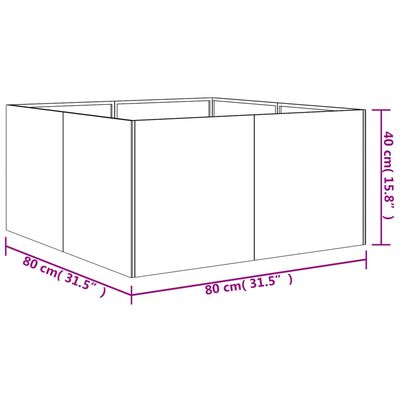 vidaXL dārza puķu kaste, 80x40x80 cm, tērauds ar rūsas efektu