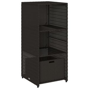 vidaXL dārza skapis, melns, 50x55x115 cm, PE rotangpalma