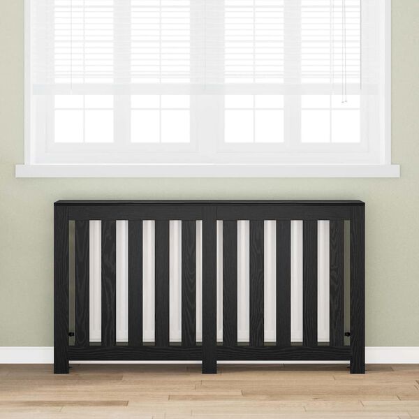 vidaXL Radiatora Vāks Melns ozolkoks 149 x 20 x 82 cm