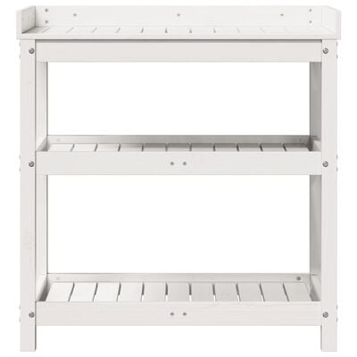 vidaXL stādīšanas galds ar plauktiem, balts, 82,5x45x86,5 cm, priede