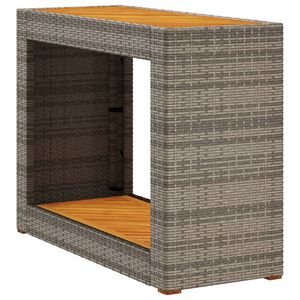 vidaXL dārza galds, koka virsma, pelēks, 100x40x75 cm, PE rotangpalma