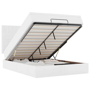 vidaXL Osmaņu gulta ar matraci un LEDs, balts, 140x190 cm mākslīgā āda