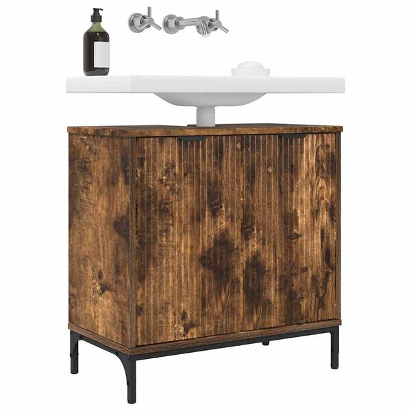 vidaXL Vannas istabas izlietnes skapītis ar uzglabā&scaron;anu Dūmaka ozols