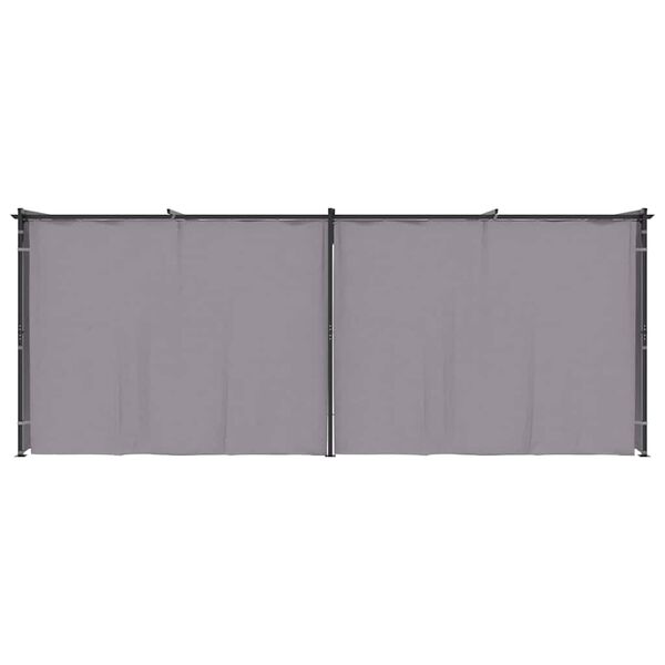 vidaXL dārza nojume ar aizkariem, 3x6 m, tērauds, antracītpelēka