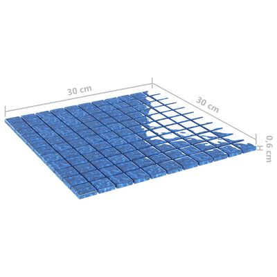 vidaXL mozaīkas flīzes, 11 gab., zilas, 30x30 cm, stikls