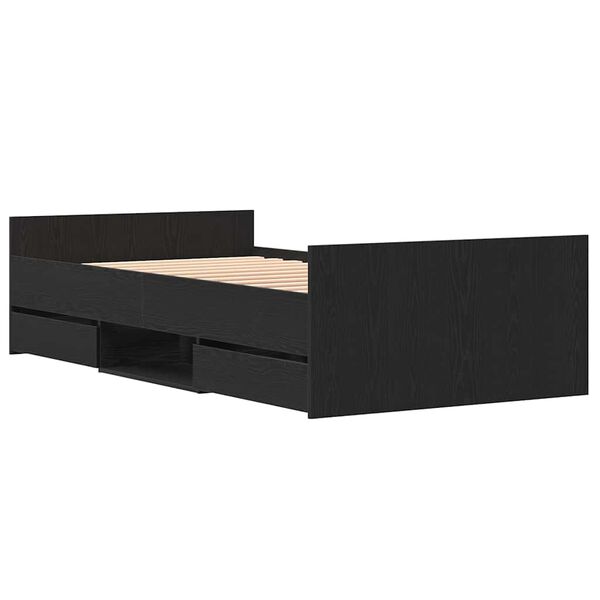 vidaXL Gultas rāmis Melns ozols 90 x 200 cm Inženierijas koks