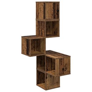 vidaXL Sienas stūra plaukts Vecs koks 48 x 48 x 120 cm