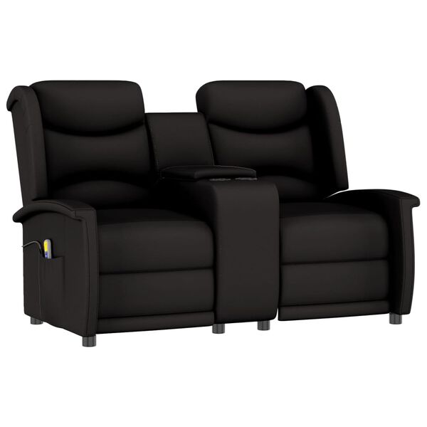 vidaXL divvietīgs masāžas krēsls ar glāžu turētāju, melns