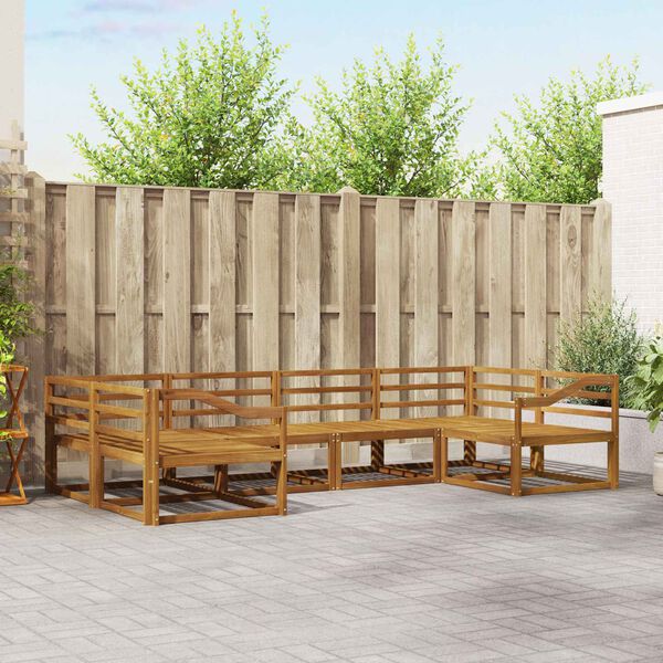 vidaXL Āra dīvānu komplekts 6 pcs Dabiska Cietā akācijas koks