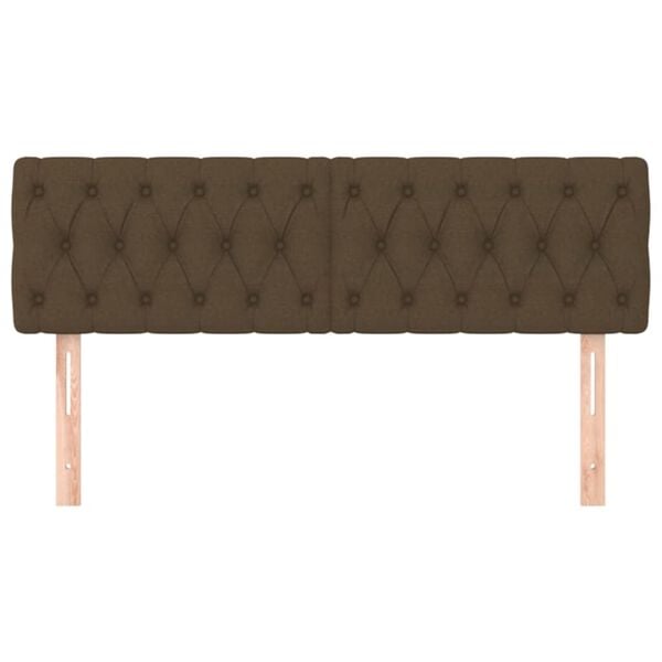 vidaXL gultas galvgaļi, tum&scaron;i brūns, 144x7x78/88 cm, audums