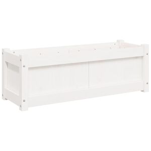 vidaXL dārza puķu kaste, balta, 90x31x31 cm, priedes masīvkoks