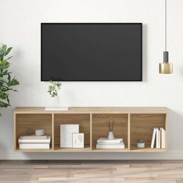 vidaXL sienas TV skapītis, ozolkoka, 37x37x142,5 cm, inženierijas koks