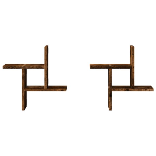 vidaXL sienas plaukti, 2 gab., ozolkoka, 38x12x38cm, inženierijas koks