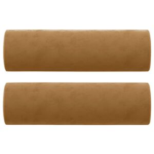 vidaXL dekoratīvi spilveni, 2 gab., brūni, Ø15x50 cm, samts