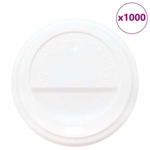 vidaXL papīra kafijas tasī&scaron;u vāki &Oslash;80 mm 8oz 1000 gab. Balta plastmasa