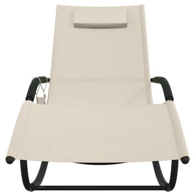 vidaXL sauļošanās šūpuļkrēsli, 2 gab., tērauds, krēmkrāsas tekstilēns
