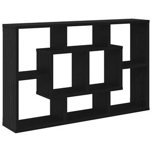 vidaXL Sienas plaukts ar plauktu Melns ozolkoks 85 x 16 x 52,5 cm