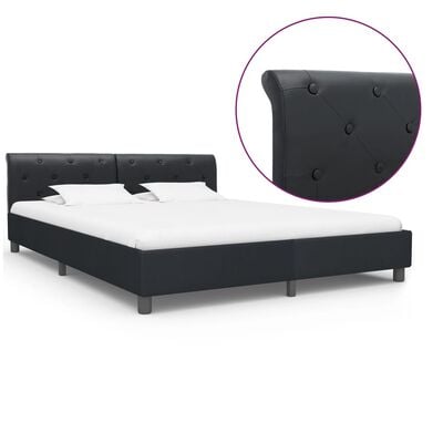 vidaXL gultas rāmis, melns mākslīgā āda, 160x200 cm