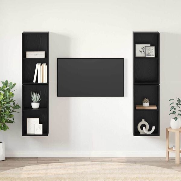 vidaXL TV skapī&scaron;u komplekts 4 pcs Melns ozolkoks 37 x 37 x 72 cm
