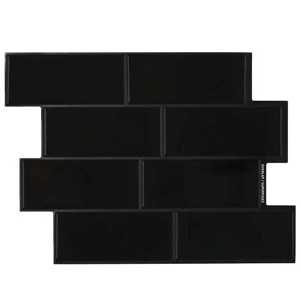 vidaXL Metro flīze 10 pcs Melna 29.4 x 21.4 cm Poliuretāns un PET