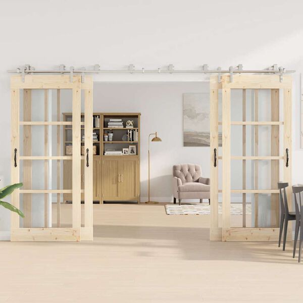 vidaXL bīdāmo durvju sistēma, 366 cm, nerūsējo&scaron;s tērauds