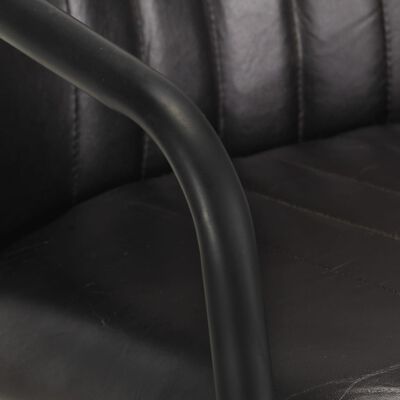 vidaXL virtuves krēsli, 2 gab., melna dabīgā āda